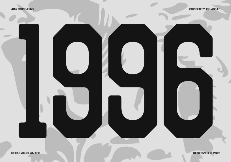 Large number 1995 with patterned background in bold slab serif style