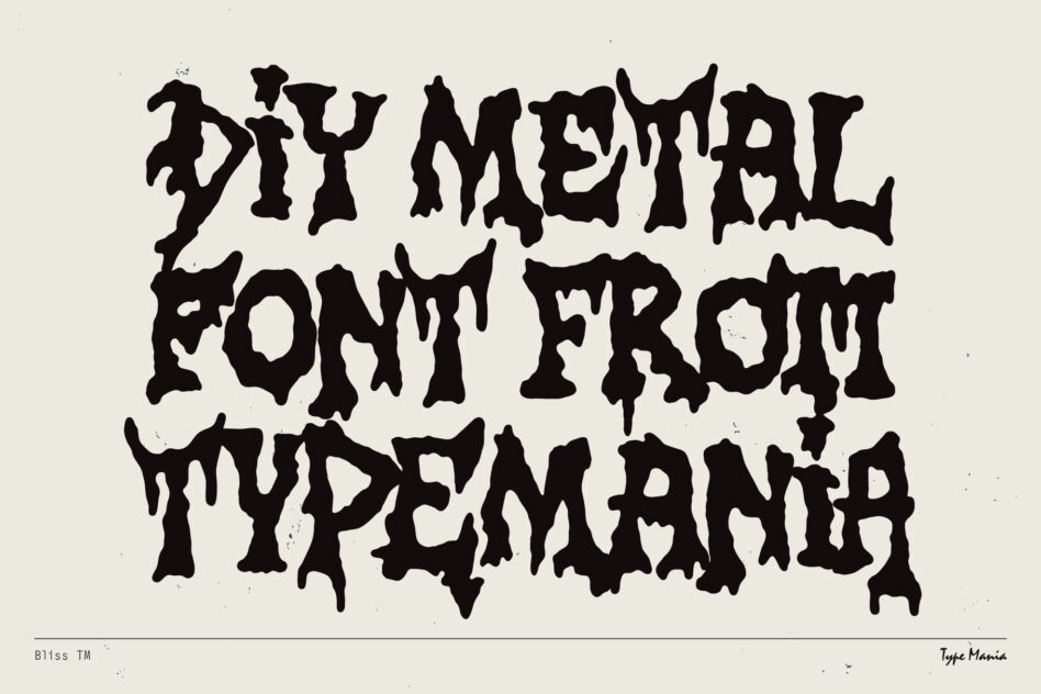 Grungy black typeface with jagged melting letters spelling out text