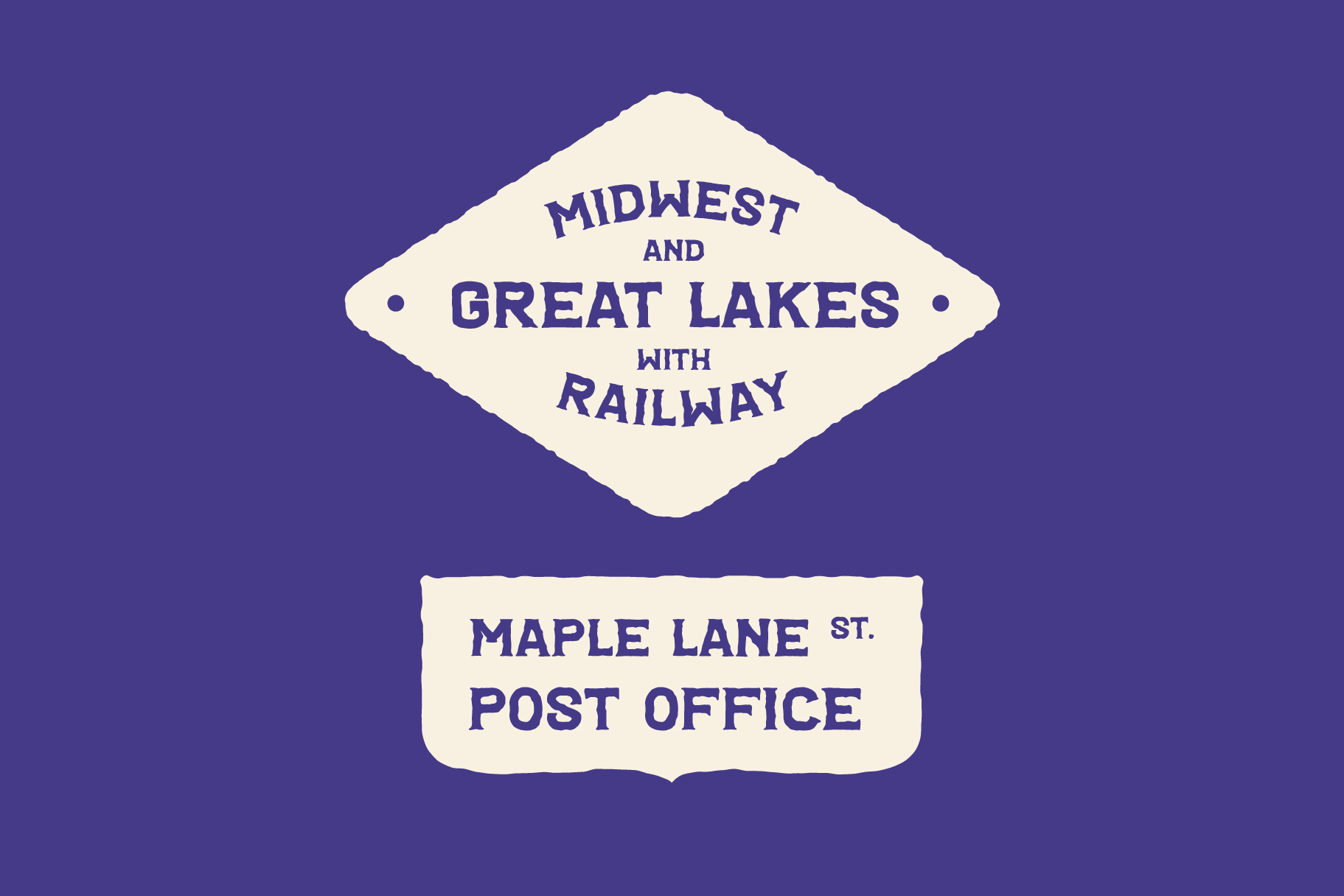 Vintage railroad badge for Midwest Great Lakes railway with Maple Lane post office text