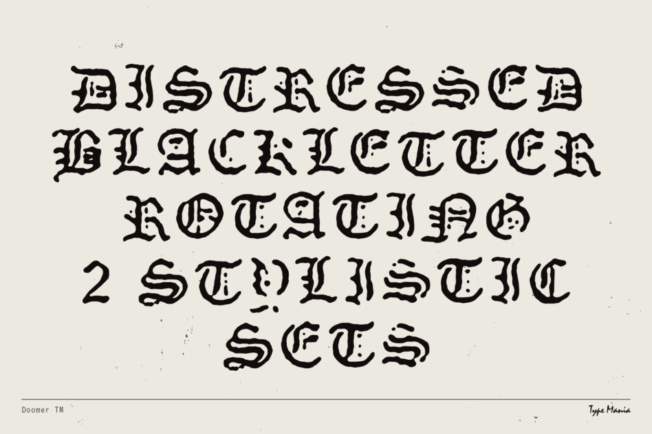Distressed Blackletter Rogaening 2 Stylistic Sets specimen