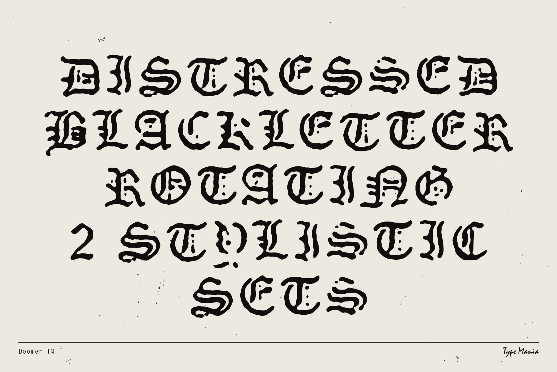 Distressed Blackletter Rogaening 2 Stylistic Sets specimen