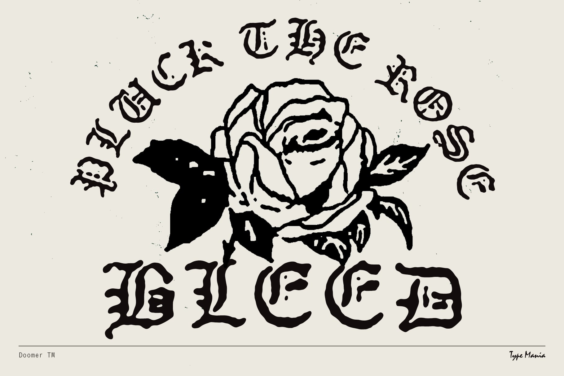 Since The Blessed rose illustration with ornate letter styling