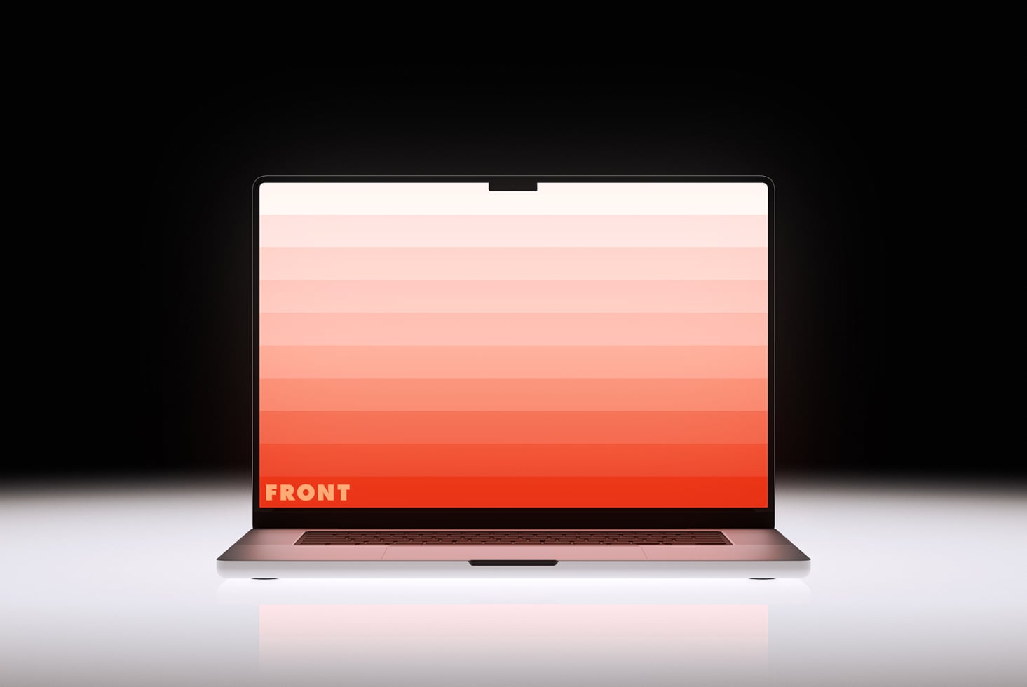 Laptop screen displaying peachy gradient color palette from light to vibrant red