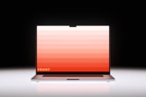 Laptop screen displaying peachy gradient color palette from light to vibrant red