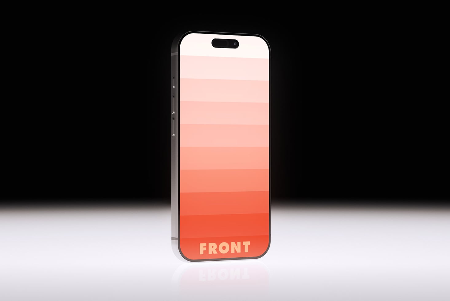 Black iPhone front view with peachy gradient bars on display