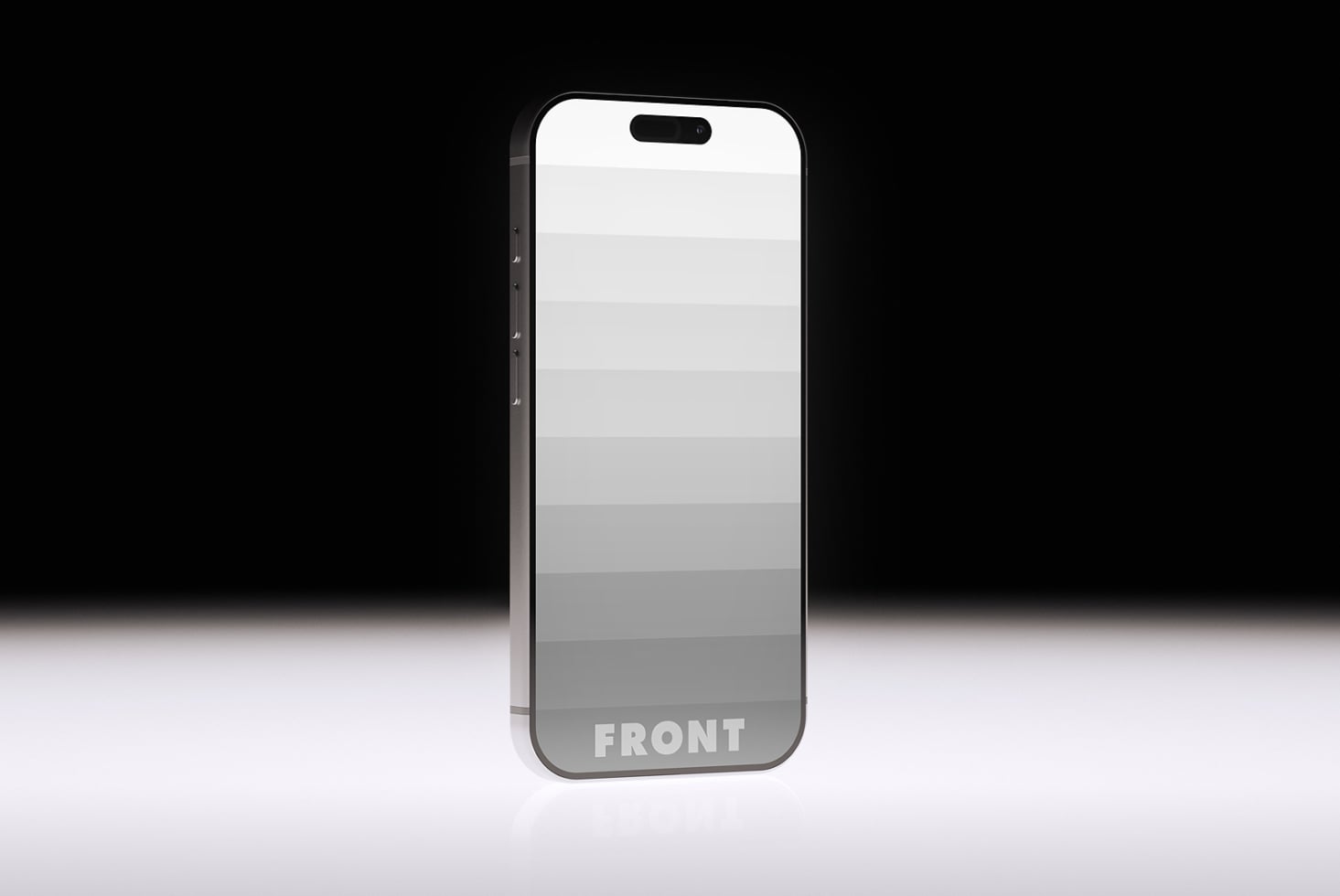 Black iPhone standing straight with grayscale striped screen