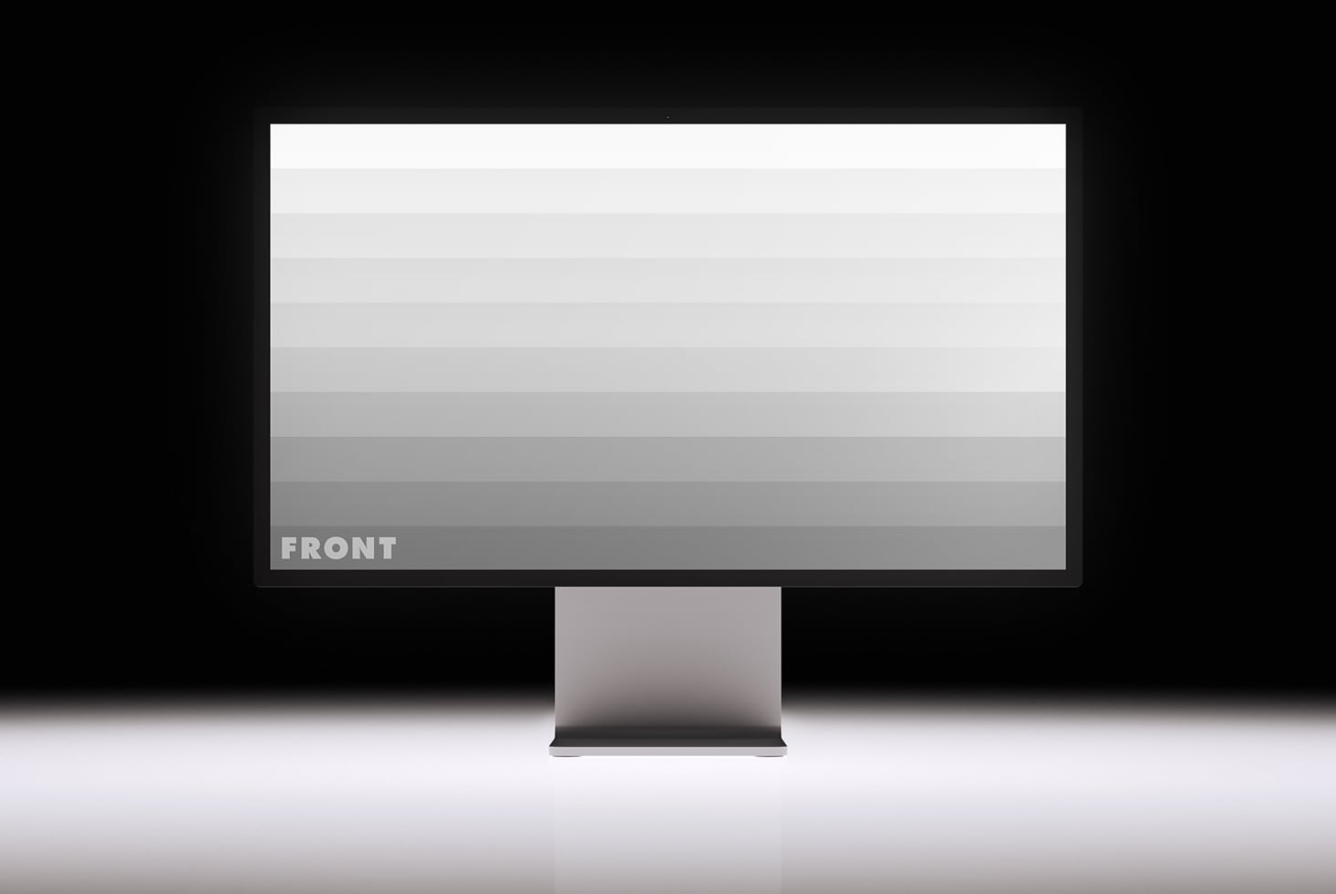 Monitor on stand showing horizontal stripe gradient from white to gray