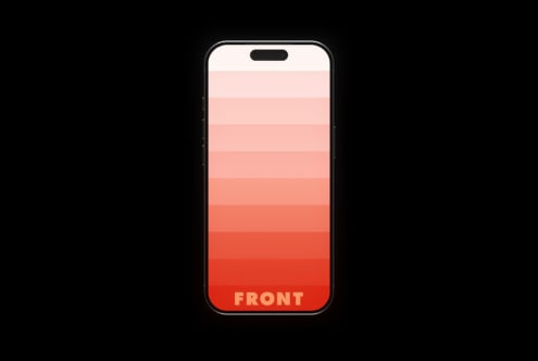 iPhone showing pink to red gradient color palette mockup