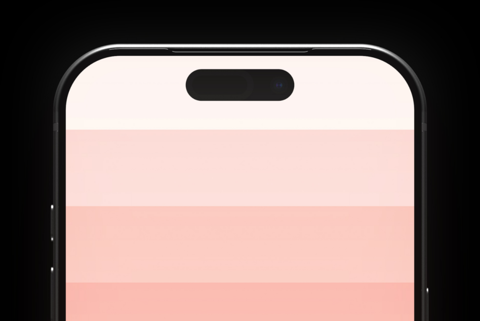 iPhone mockup with notch showing pink gradient screen