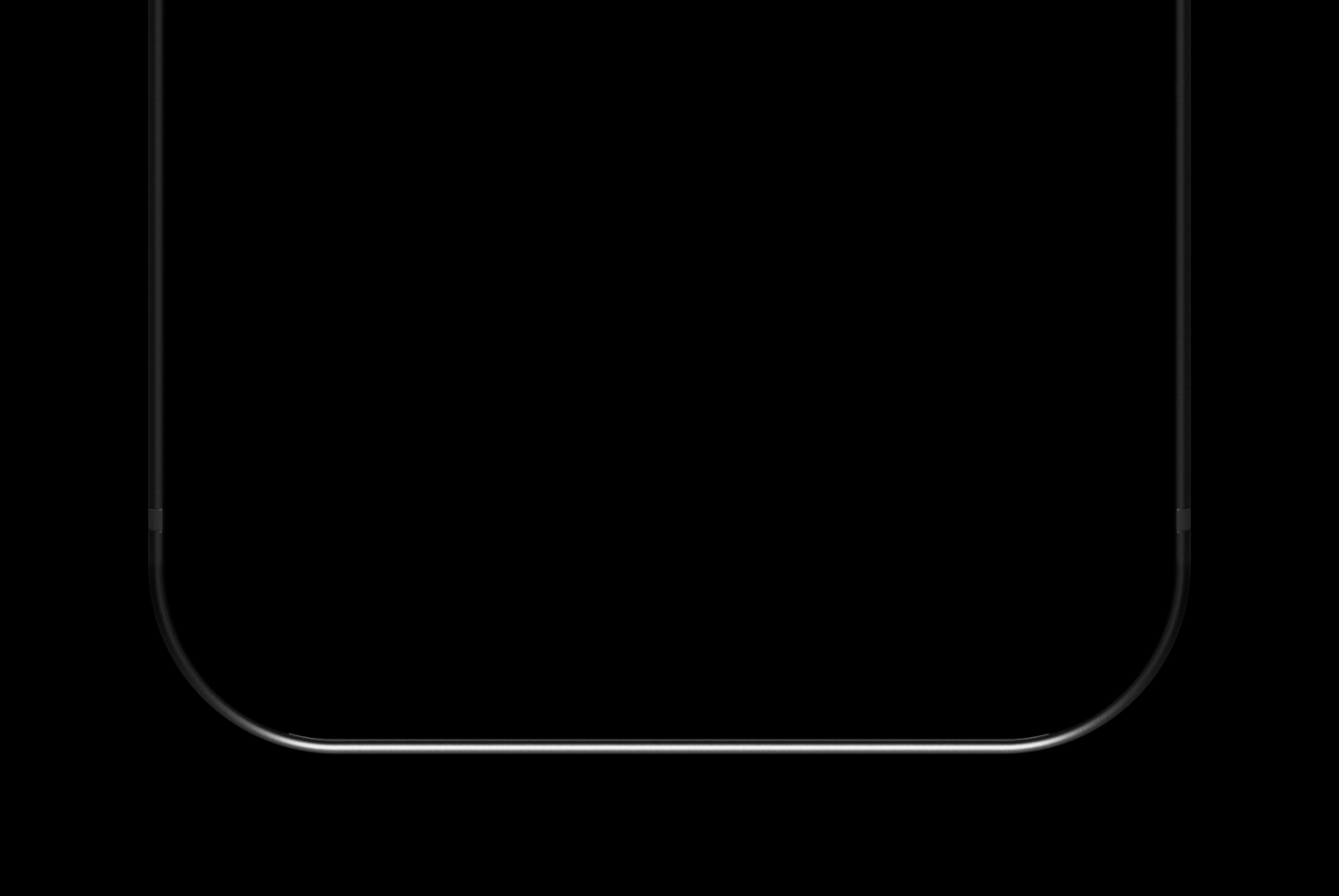 Empty dark phone screen mockup from front view