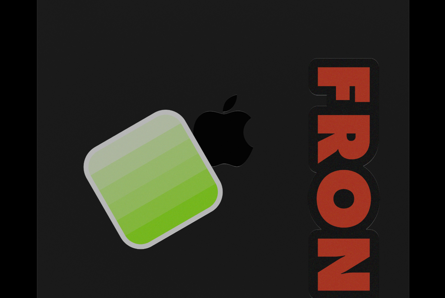 Green gradient app icon with Apple logo on dark background next to IRON text