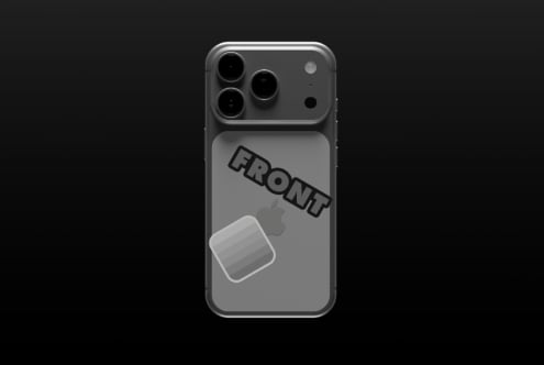 iPhone 14 Pro mockup with grayscale app icon stickers on back