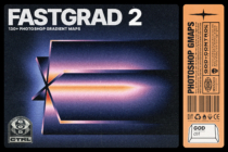 Fastgrad 2 packaging mockup with gradient burst design on dark texture