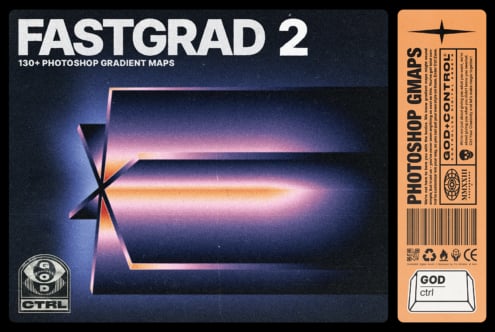 Fastgrad 2 packaging mockup with gradient burst design on dark texture