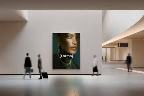 Modern gallery mockup portrait with gold chain necklace