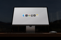 Modern desktop mockup featuring icons like Figma on high-resolution display perfect for designers seeking clean and professional templates for projects.