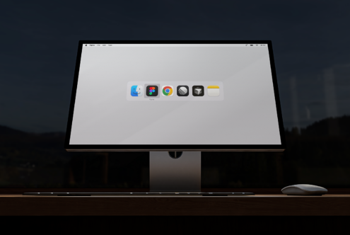 Modern desktop mockup featuring icons like Figma on high-resolution display perfect for designers seeking clean and professional templates for projects.
