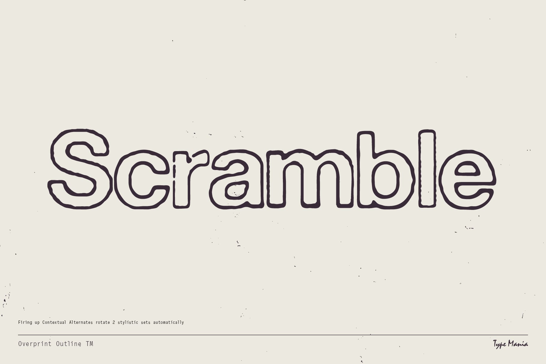Scramble word in outline serif style on cream colored background