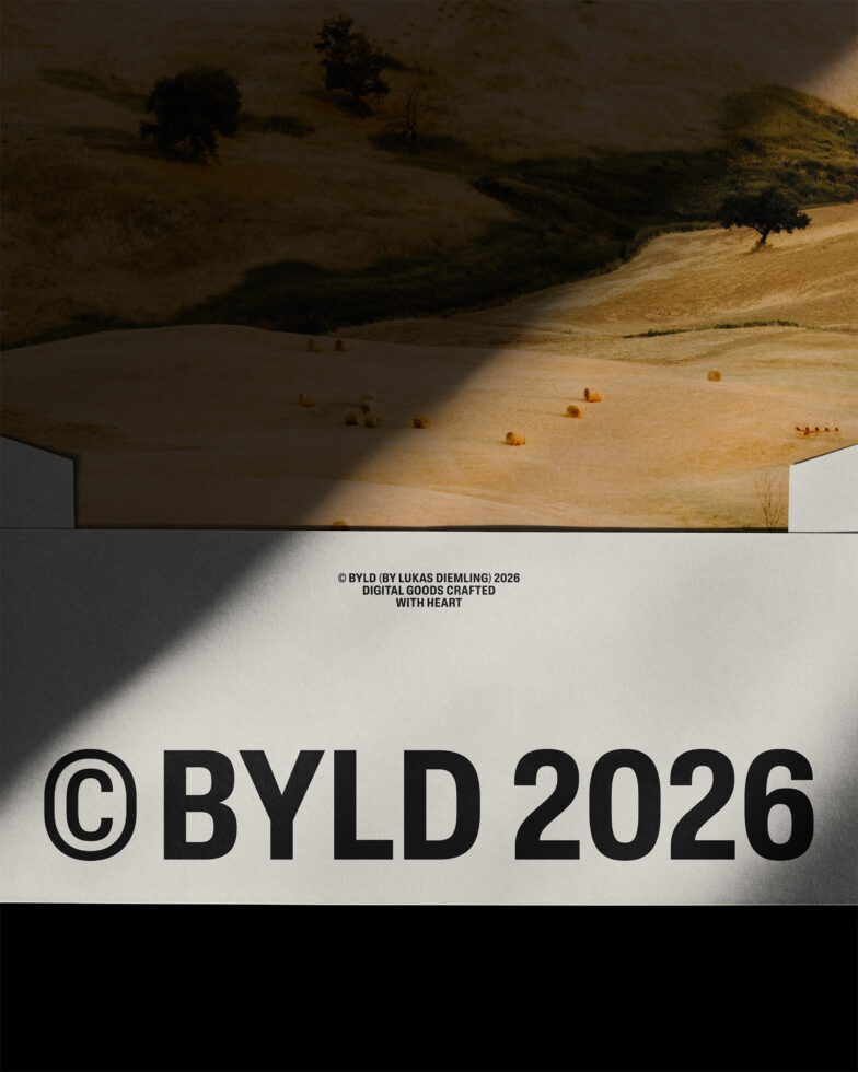 Aerial landscape photo with sandy hills, scattered trees, bold copyright text overlay