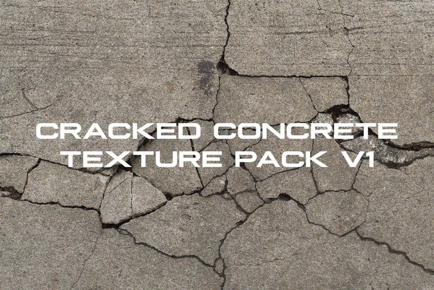 Cracked concrete texture pack v1 title overlay on broken pavement