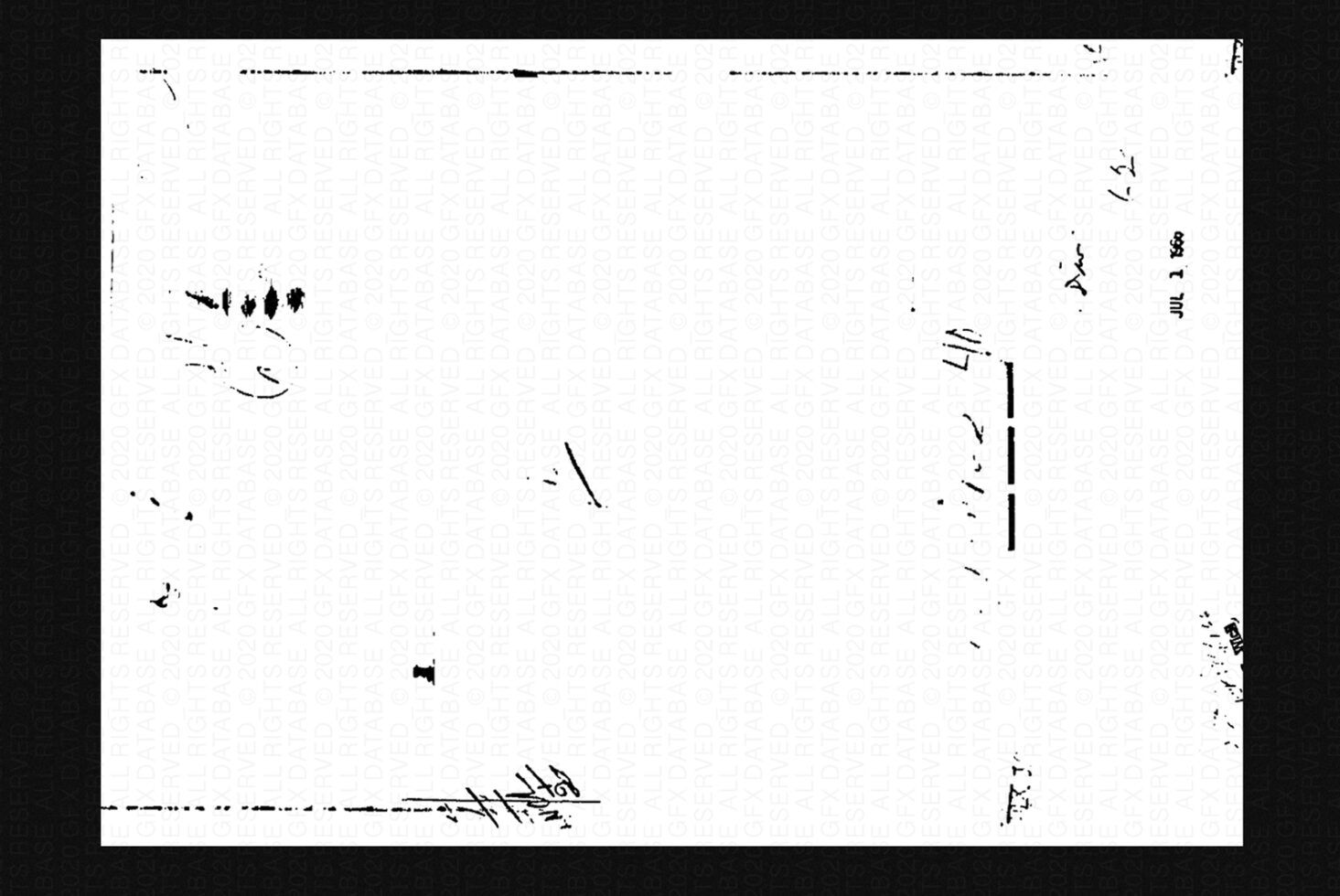 Heavily redacted declassified document with handwritten marks scattered across white