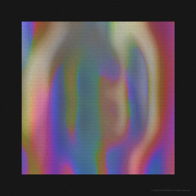 Rainbow gradient mesh with overlaid circular light leak, moody psychedelic vibe