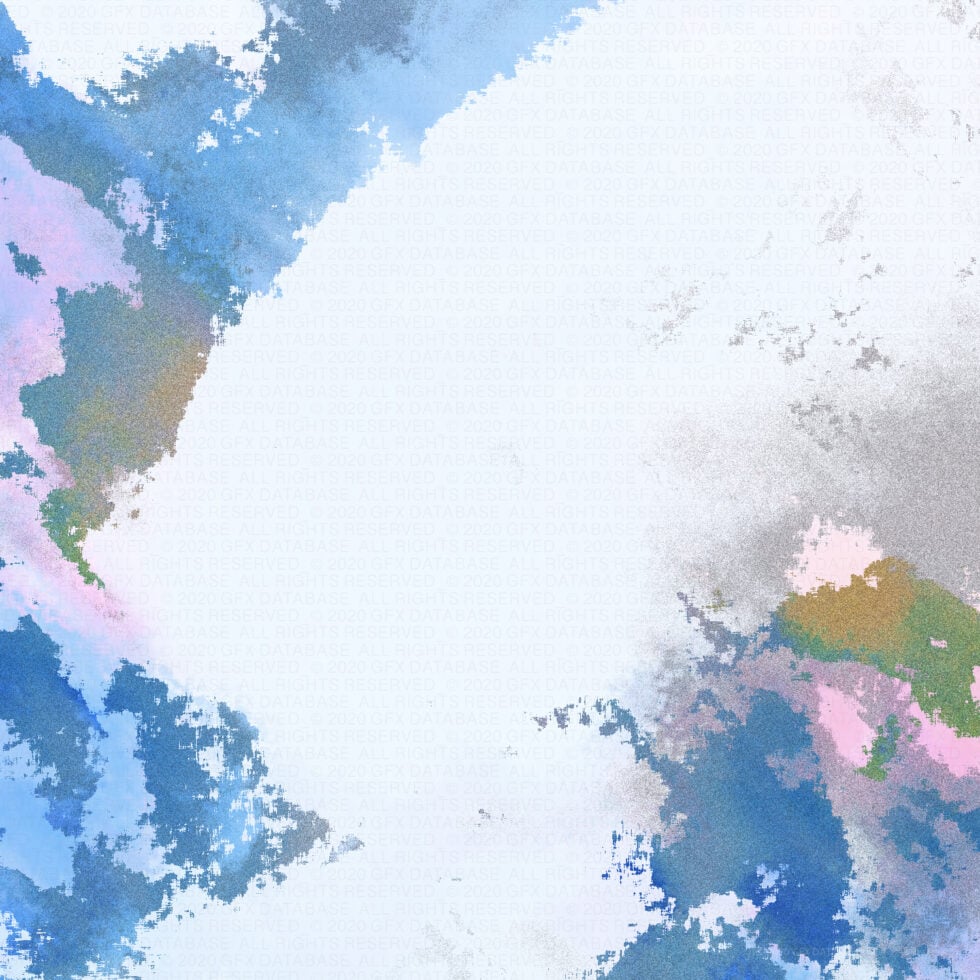 Pixelated watercolor blend with blue pink green yellow on white background