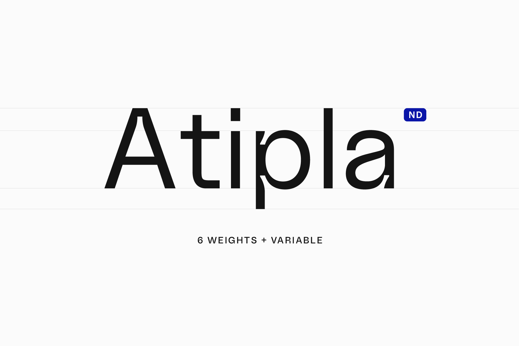 Attiola typeface sample with 6 weights plus variable option