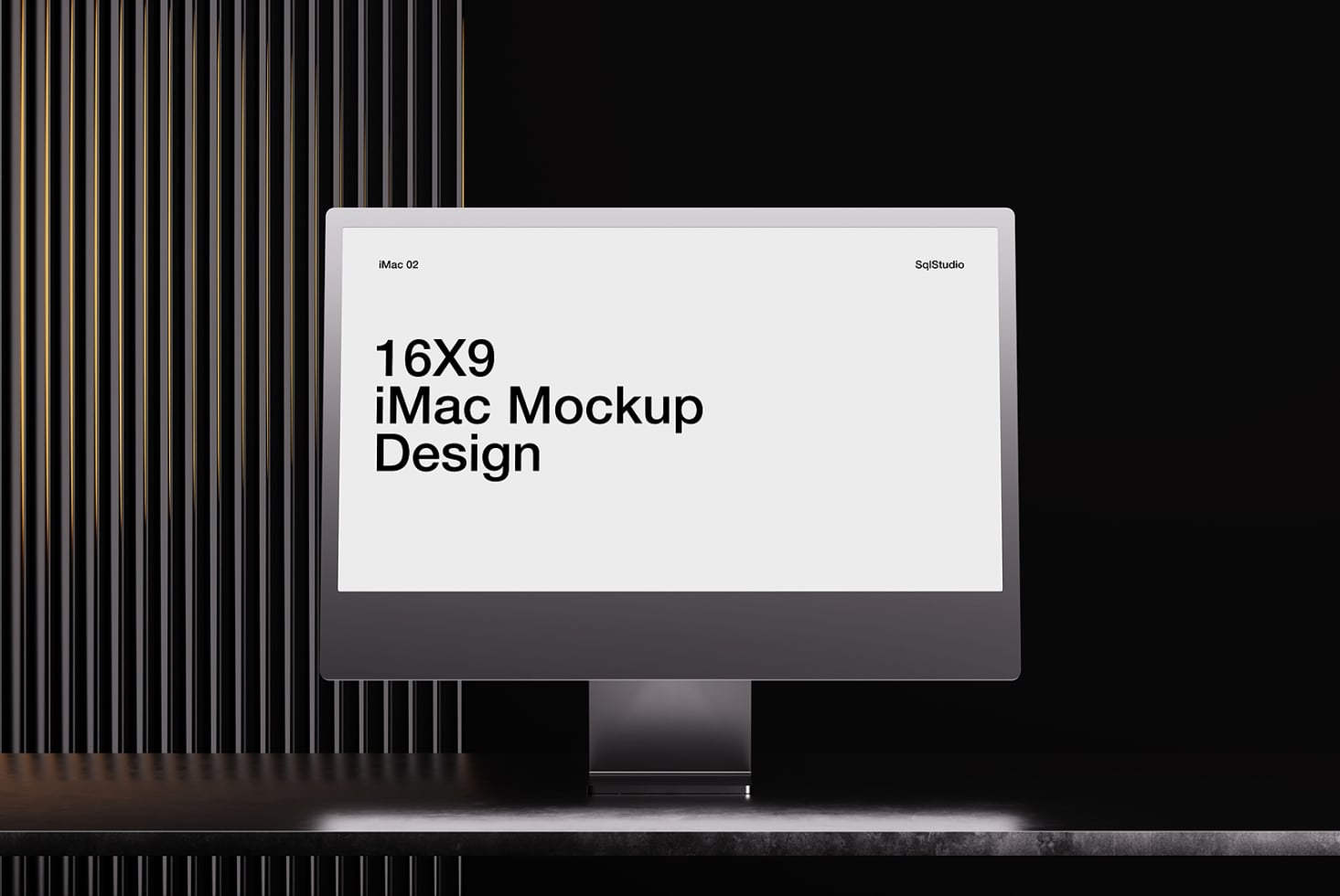 iMac desktop mockup displaying clean white layout with sample text
