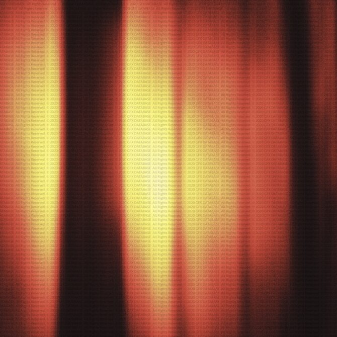 Red orange gradient texture with vertical light streaks, database copyright text overlay