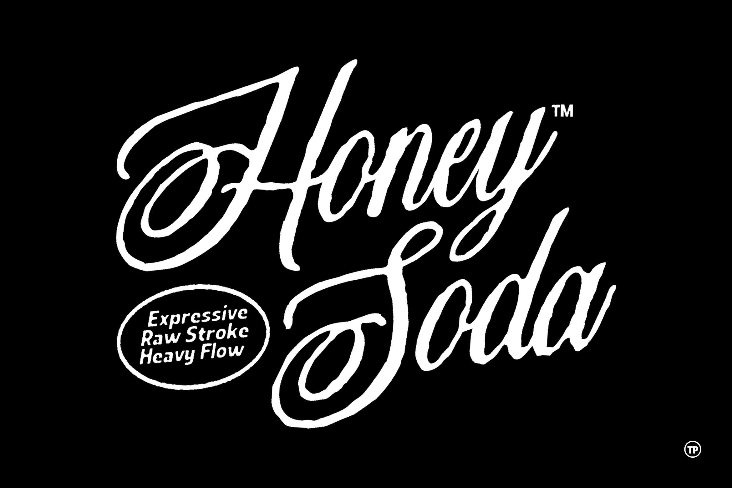 Honeygoddess font in thick outline script lettering on black with tagline