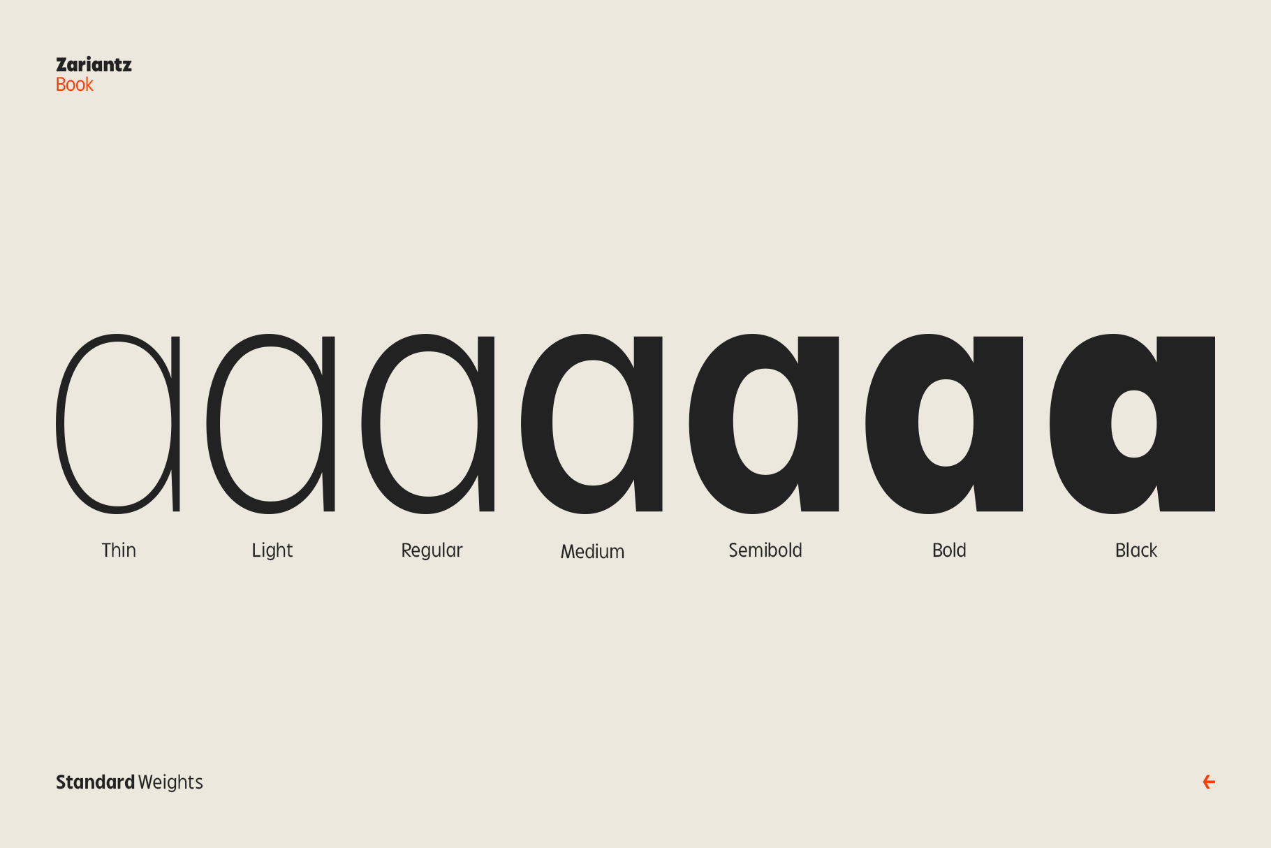 Repeated lowercase q letter in seven weights Thin through Black outline