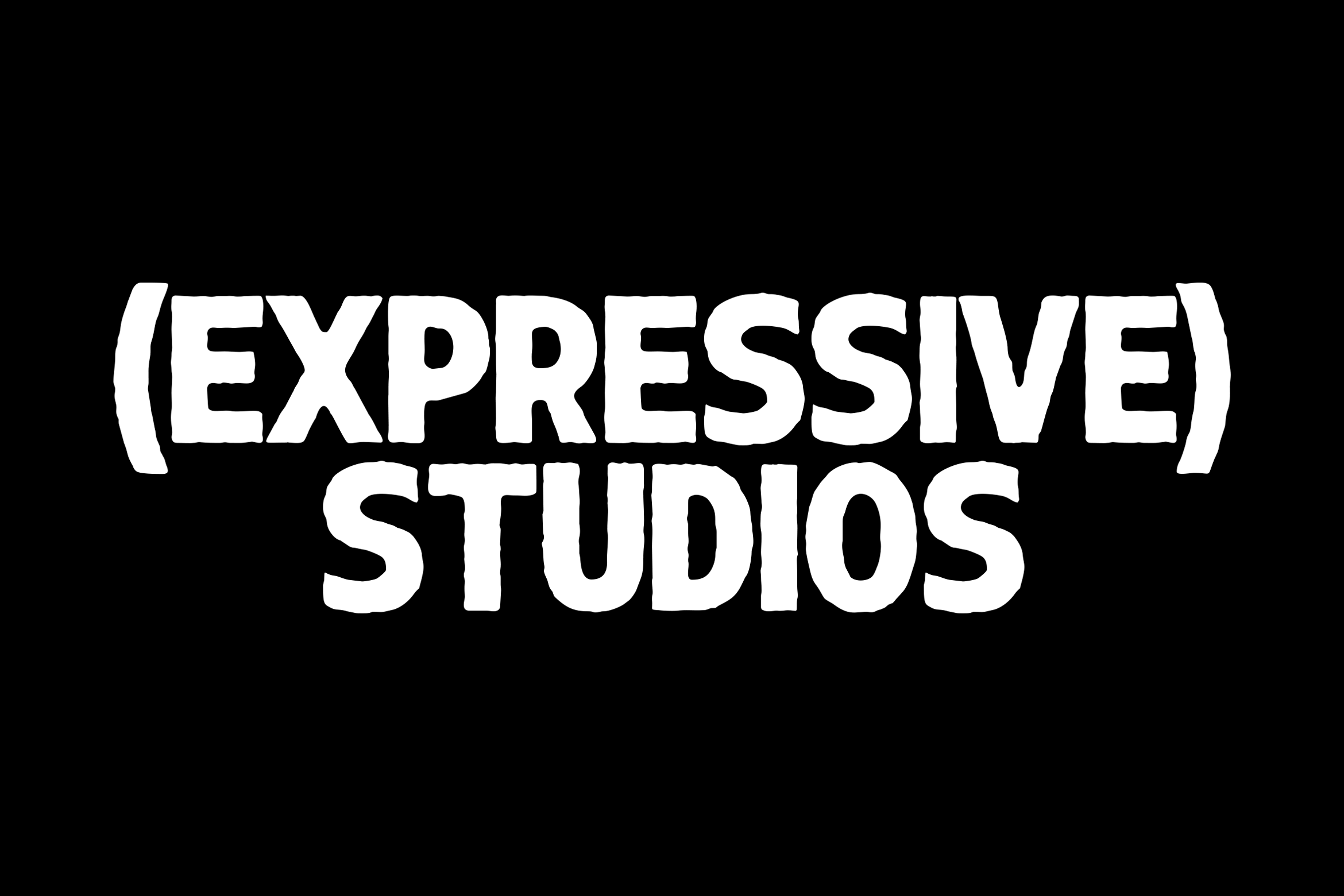 Expressive Studios text in parentheses, bold white font on black background