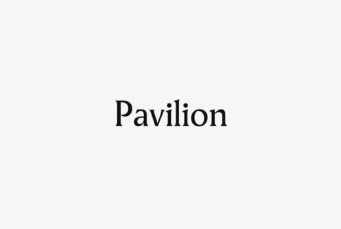 Pavilion serif typeface displayed in black on cream background