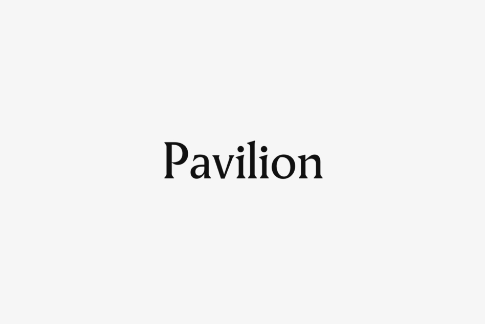 Pavilion serif typeface displayed in black on cream background