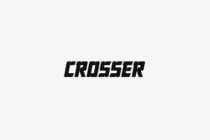Crosser sans serif font in bold italic style on light background