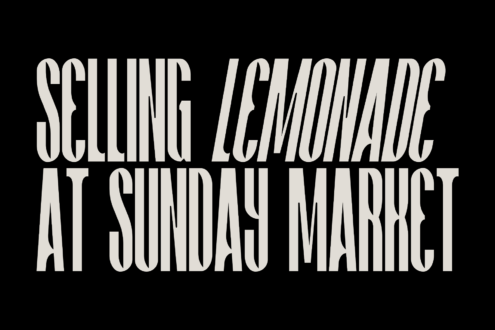 Bold striped font displaying text on dark background with italic styling