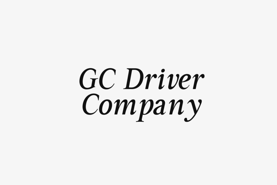 GC Driver Company serif typeface in italic style
