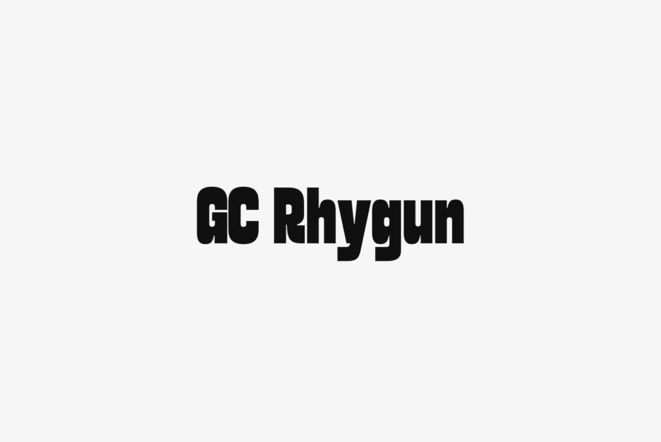 GC Rhygun typeface in thick condensed sans serif