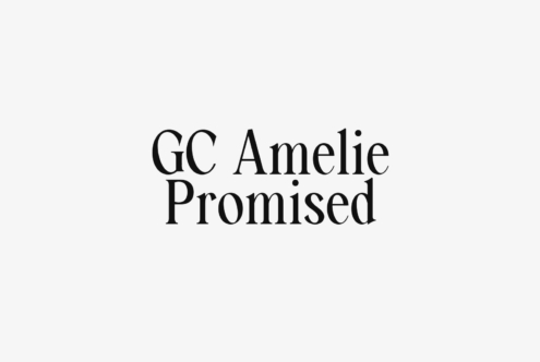 GC Amelie Promised serif font stacked in two lines