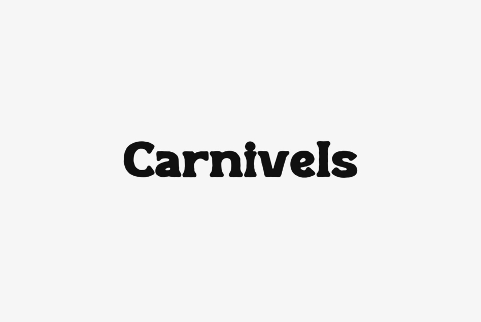 Carnivals typeface in bold black letters on cream background