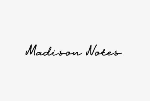 Madison Notes in flowing cursive script on cream background