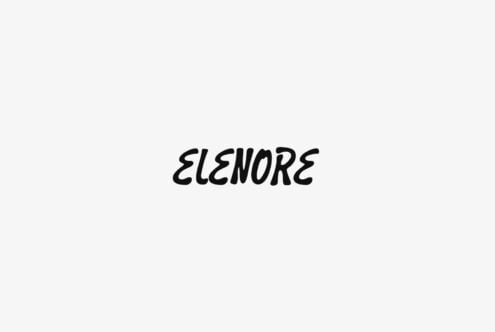Elenore typeface displayed in bold black italic lettering on light background