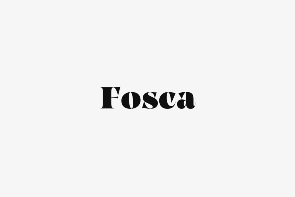 Fosca serif typeface displayed in large black letters on light background