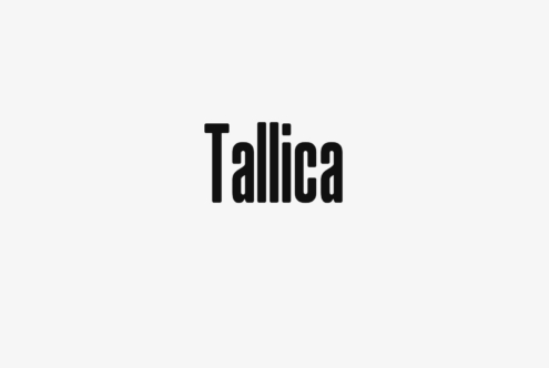 Tallica bold condensed sans serif font in black