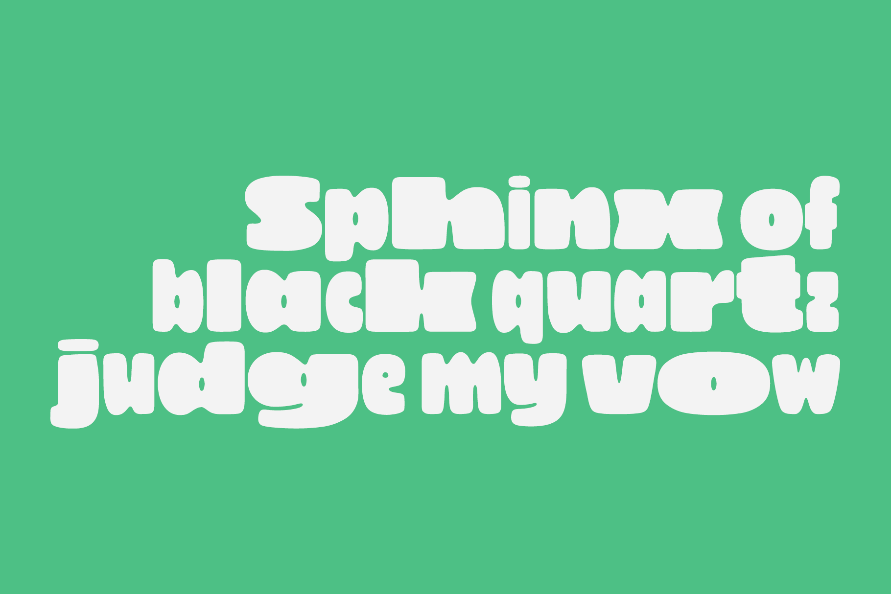 Chunky rounded white letters on mint green background, lyric text