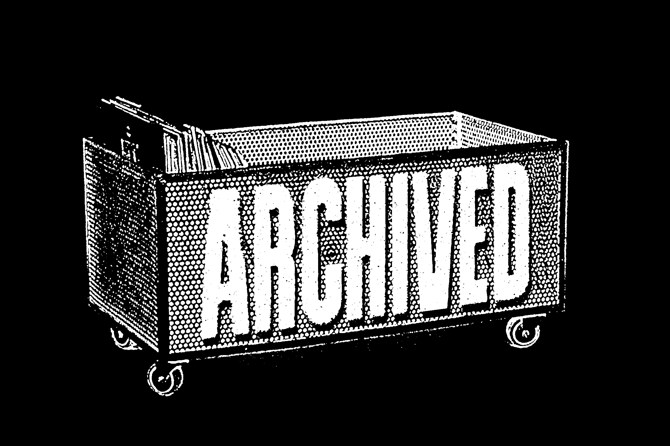 Retro dumpster bin mockup with dotted texture pattern in black ink style
