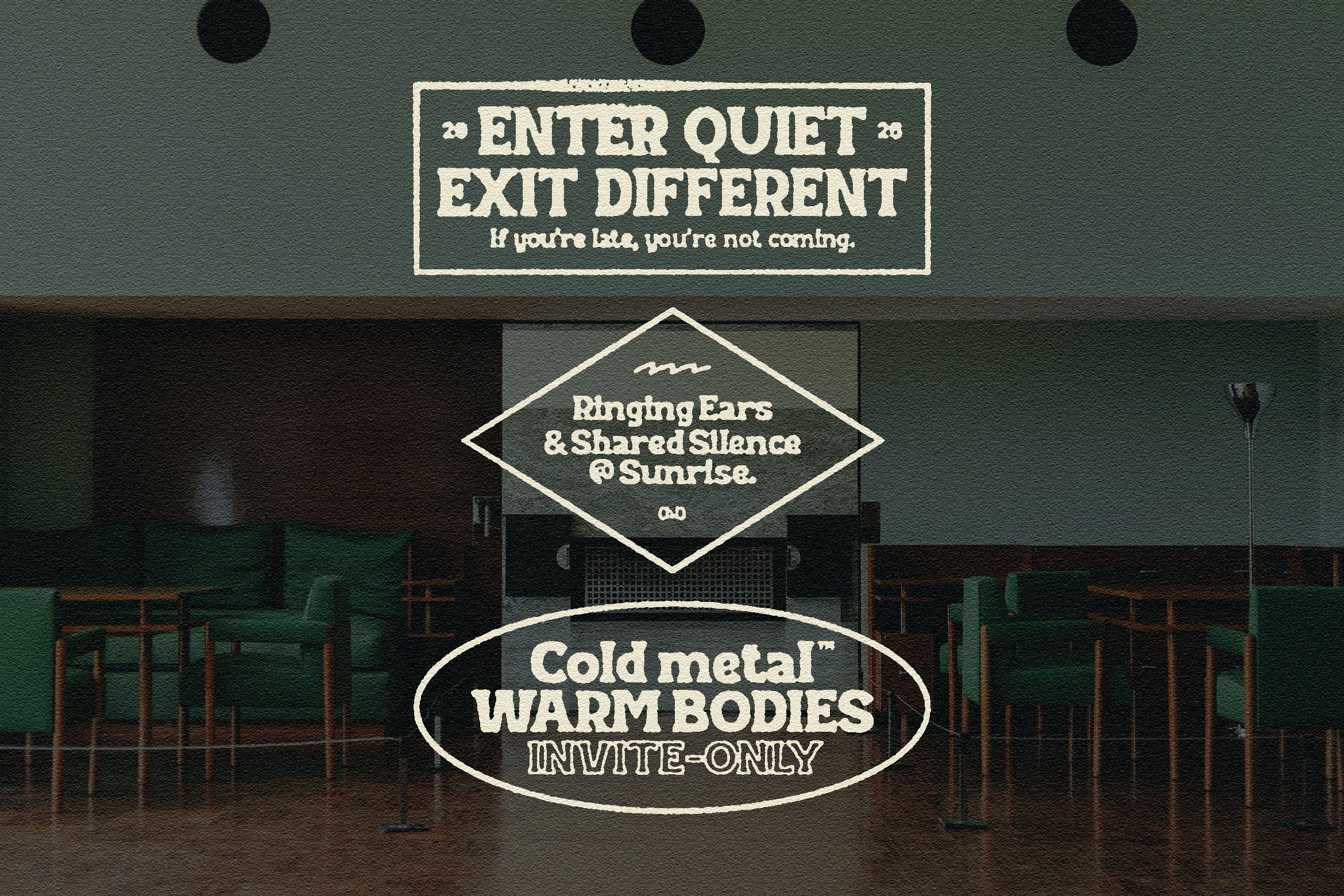 Retro-style text overlay mockup featuring event phrases. Perfect for designers creating vintage-themed invitations graphics or promotional materials.