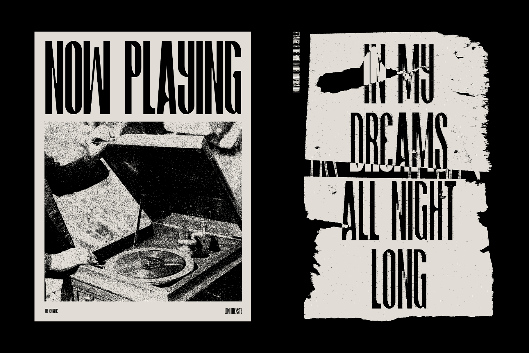 Vintage poster layouts with grainy photos mixed with bold type treatments