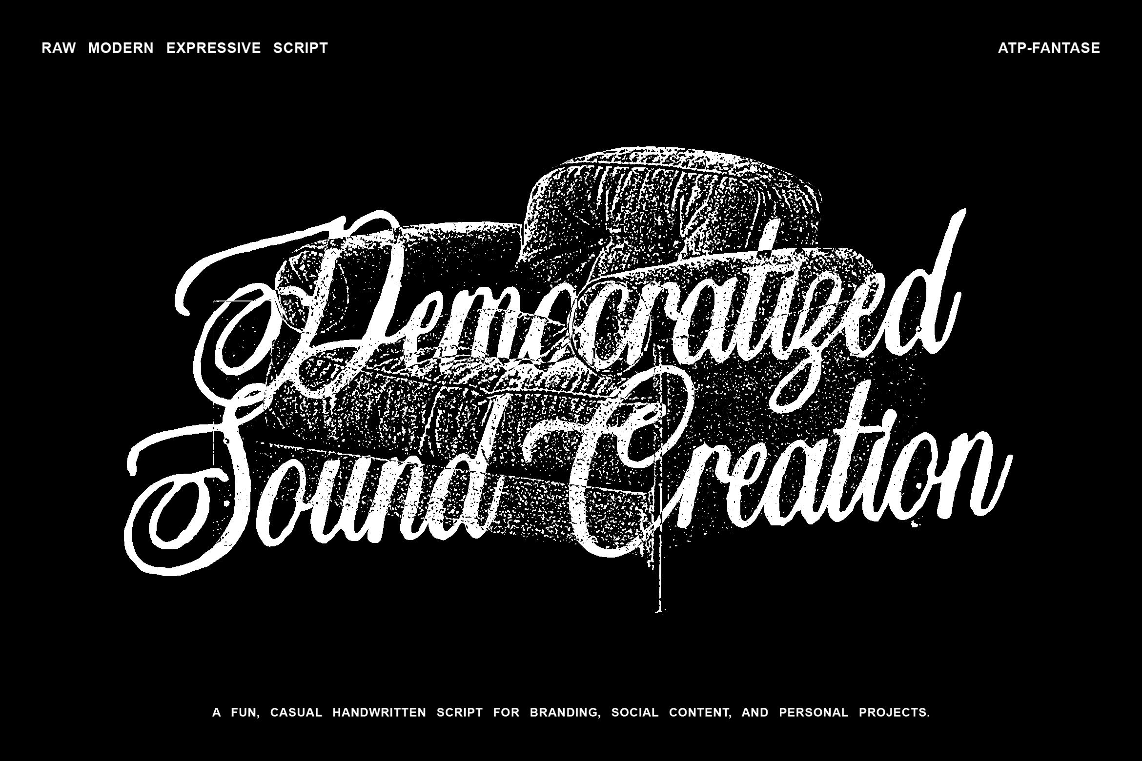 Demarcated Sound Creation script overlaying distressed vintage speaker illustration